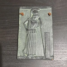 Ancient Greek Meditating Minerva  Wall Tablet Bass Relief Terracotta Sculpture