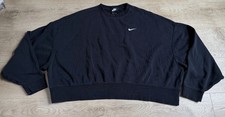 Nike Sweatshirt Women's Black Crew Neck cropped Pullover Dri-FIT sports Size L