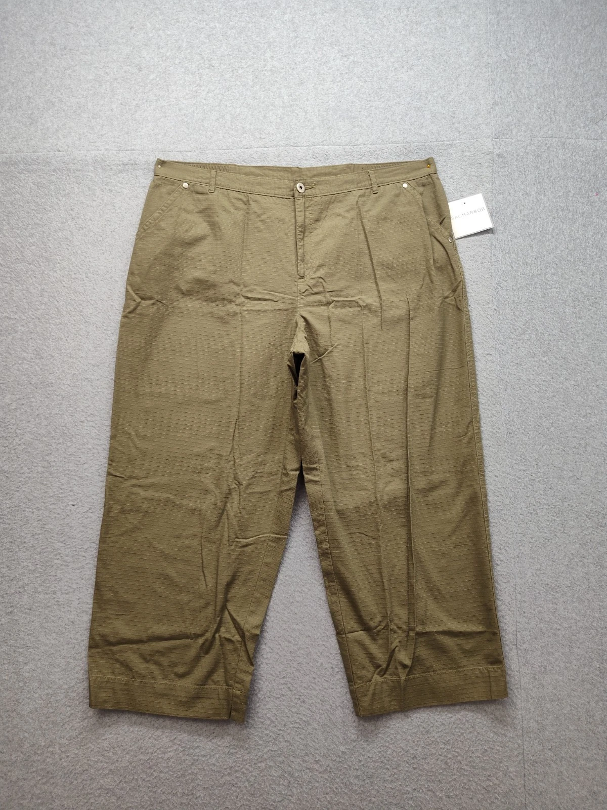 Sag Harbor Women Capri Pant 18 Olive Green Straight Leg 100%Cotton Summer Casual