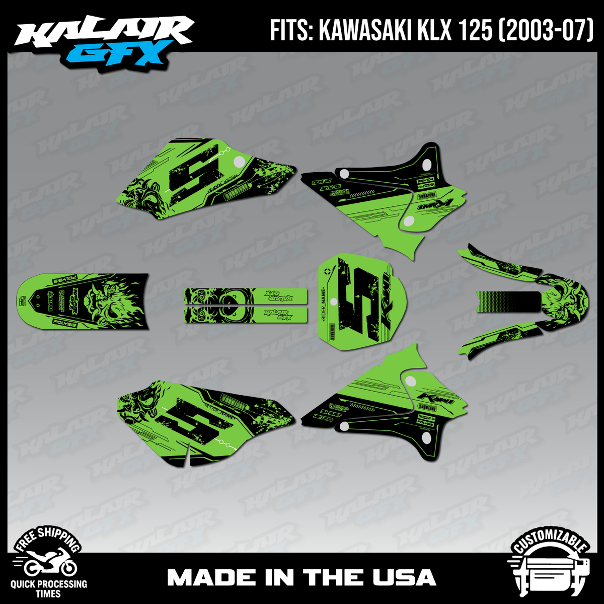 Graphics Kit for KAWASAKI KLX 125 (2003-2007) KLX125 NightCity