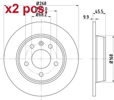 X2 PCS REAR BRAKE DISC ROTOS