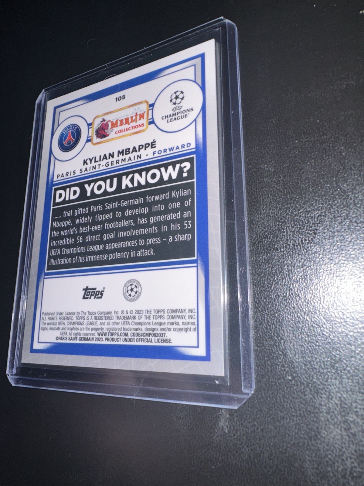 KYLIAN MBAPPE 2022 Topps Merlin UEFA #105 ATOMIC REFRACTOR /250 PARIS ST GERMAIN view 9