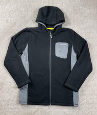 Eddie Bauer Jacket Youth L 14/16 Black Gray Full Zip Hooded Fleece Lined Gorp