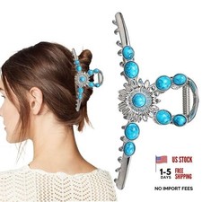 Extra Turquoise Blue Stone Sun Western Hair Clips - Metal Retro Style Hairpin