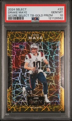 2024 PANINI SELECT SCORE SELECT THROWBACK GOLD PRIZM #22 DRAKE MAYE 5/10 PSA 10