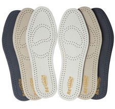 Leather Insoles for Women Nonslip Thin Shoe Pads with Activated Carbon Foam f...