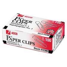 ACCO Smooth Standard Paper Clip 1 Silver 100/Box 10 Boxes/Pack 72380