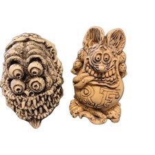 Two Unique  Rare Vtg Rat Fink Ed Big Daddy Roth Figurine-Stamped/ Signed