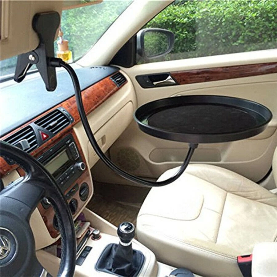 360° Car Black Swivel Mount Holder Travel Drink Cup Coffee Table Stand Food Tray - Image 4 of 4