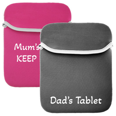 Mama oder Papa Print Premium Reversible iPad / Samsung / Tablet Neopren Hülle Case