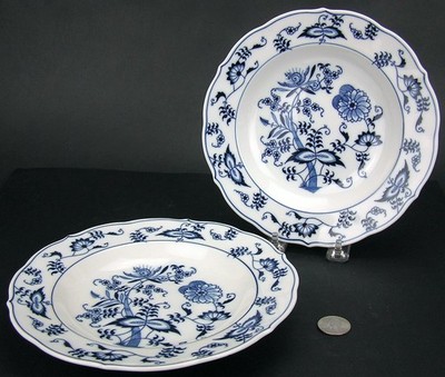 2 BLUE DANUBE U.S. Patent Blue White Onion Pattern 8 1/8'' Rim Soup / Salad Bowls