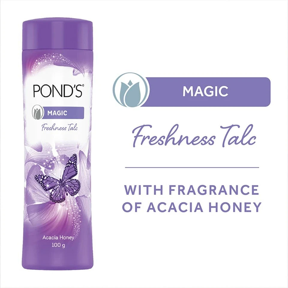 POND'S Magic Acacia Honey Talcum Powder 400 g, Cooling Fresh Talc Face & Body - Image 3 of 4