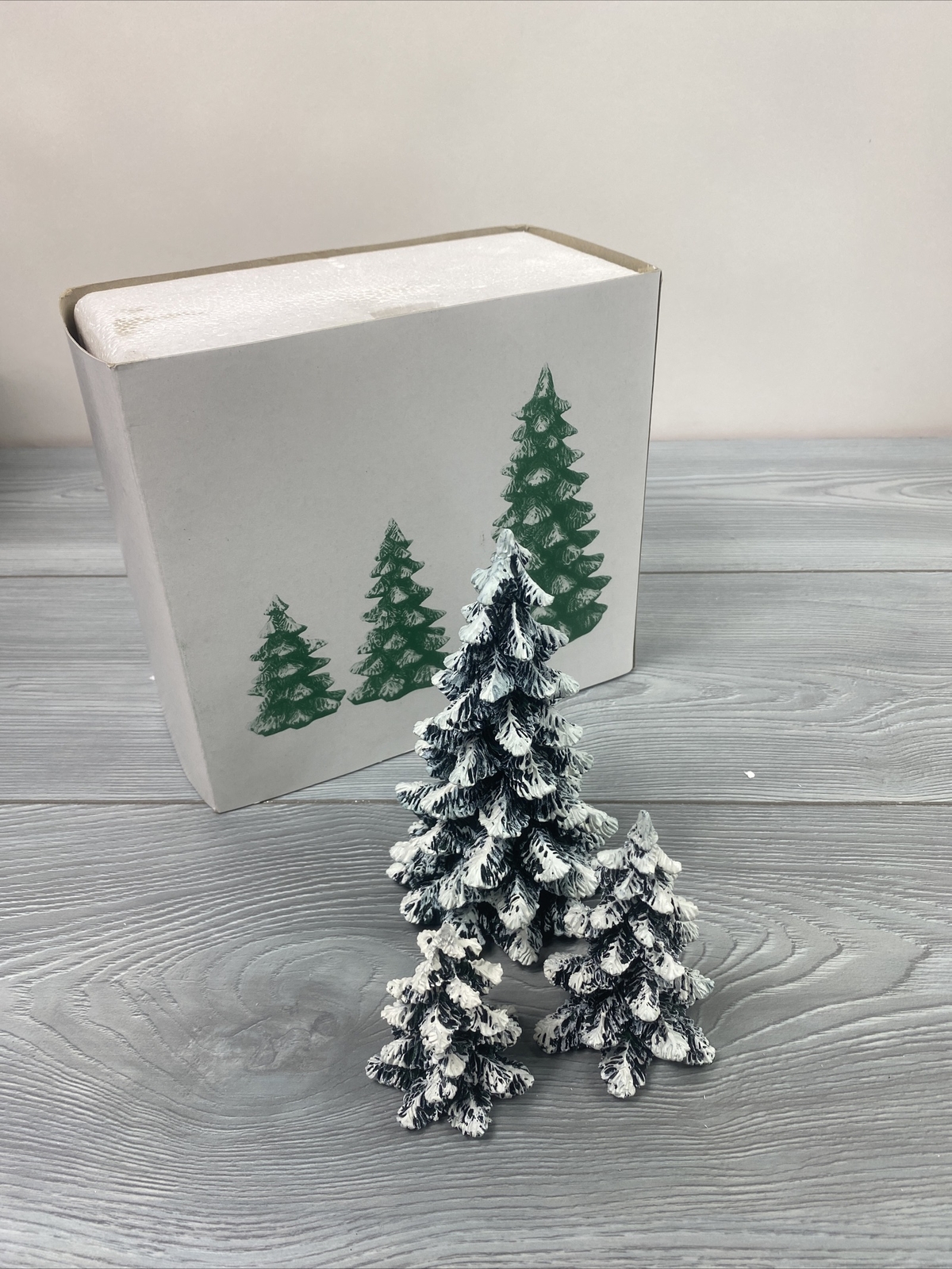 Dept. 56 Christmas Village Evergreen Trees Set of 3 52051 Cold Cast