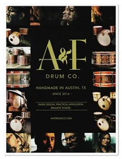 Print Ad A&F Drum Co Handmade in Austin Texas 2018 Magazine Advertisement