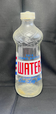 Vtg Barber Pole This Stand Bottle Water Compliments Lan Lay Inc Duraglas Bottle