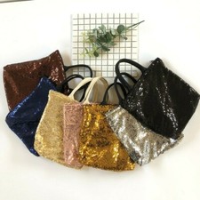 Women Small Handbag Shiny Sequin Canvas Zipper Tote Bag Purse Gift Fashion