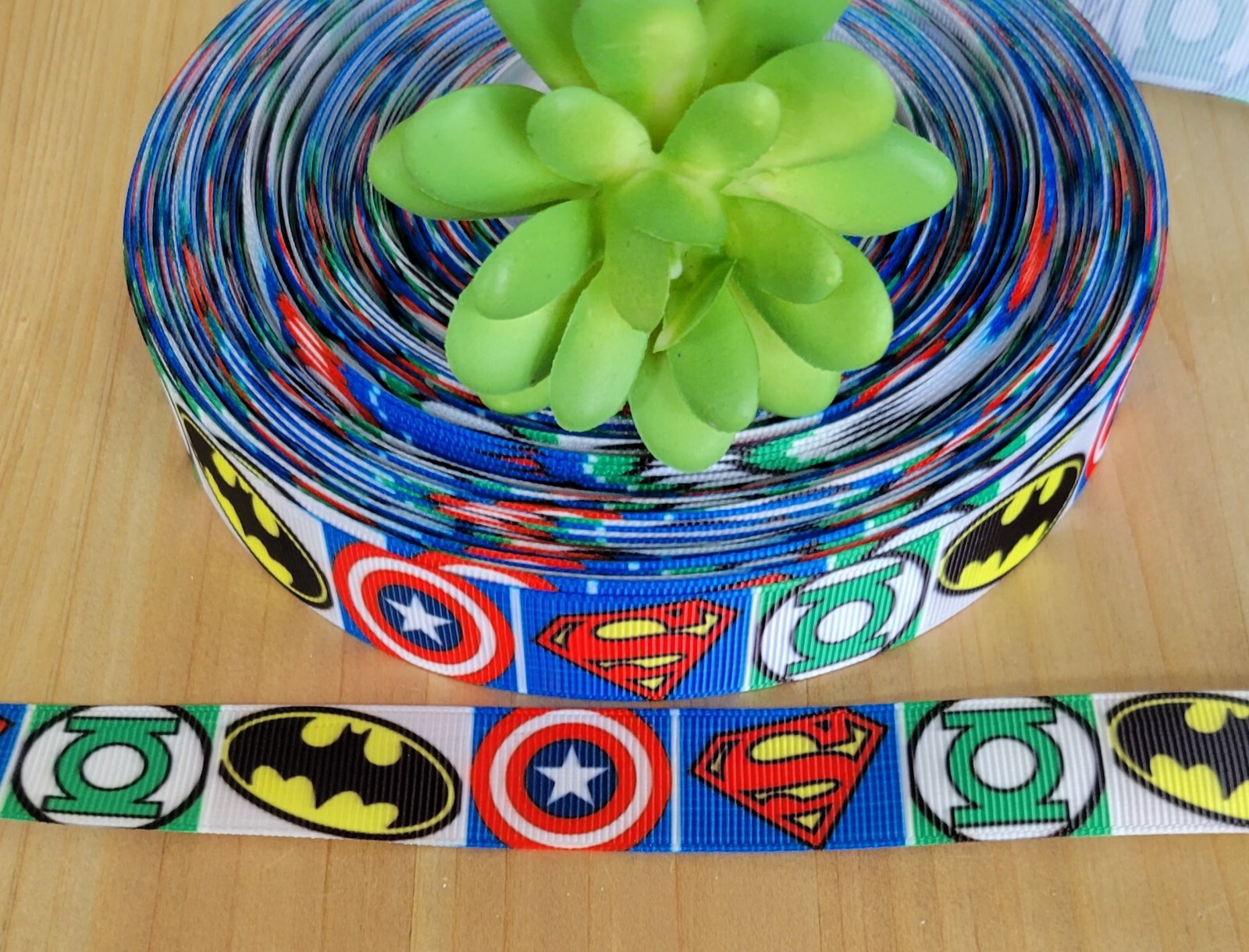 7/8” (1 YD) Superhero Ribbon Batman Superman Green Lantern Captain Am ...