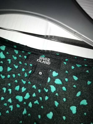 River Island Green And Black Heart Dress Size 8 | eBay UK
