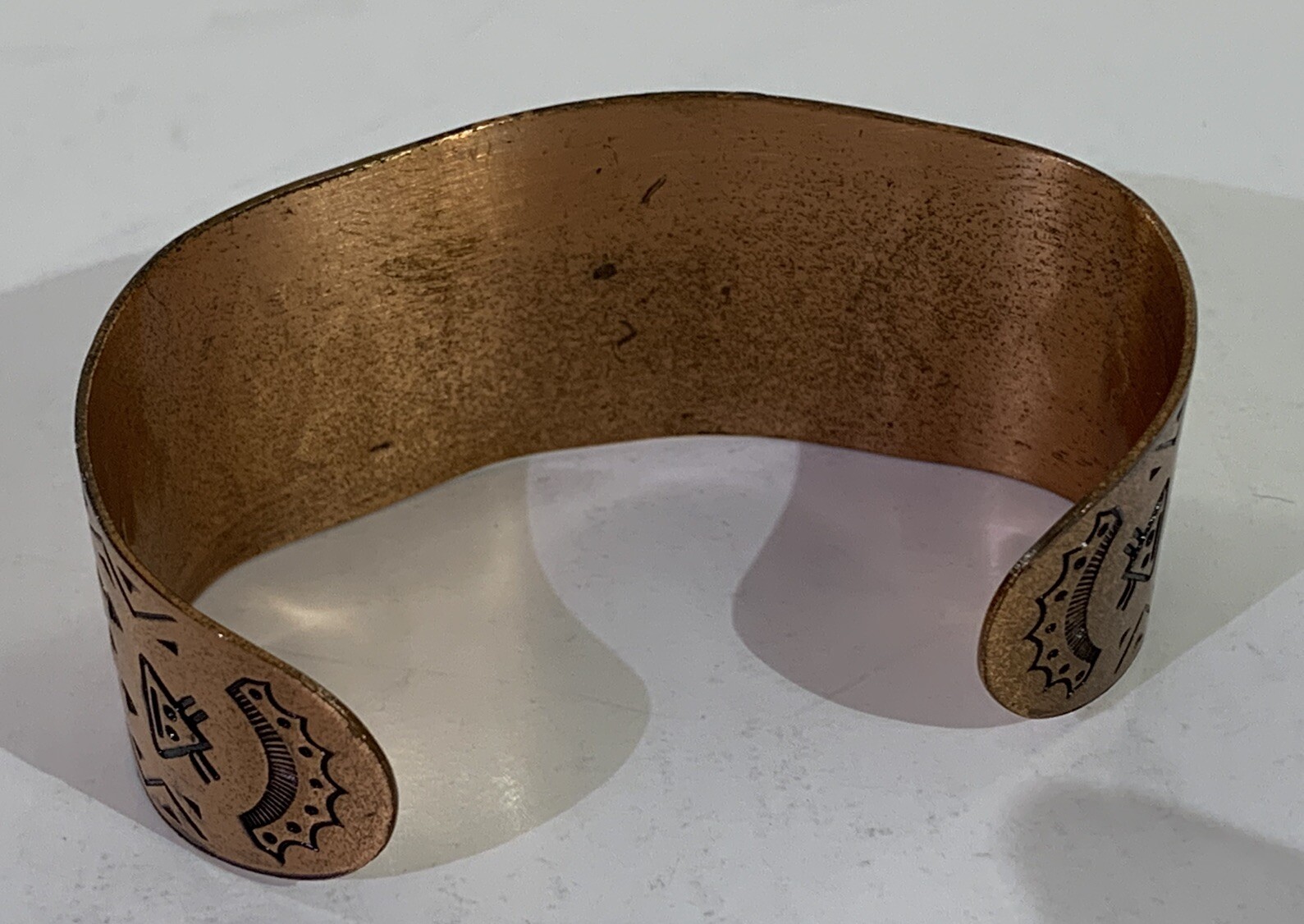 Solid Copper Bracelet Native American Stamped Thu… - image 9