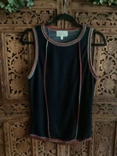 New Sugarfox Women's navy ribbed knit Tank Top Sz L