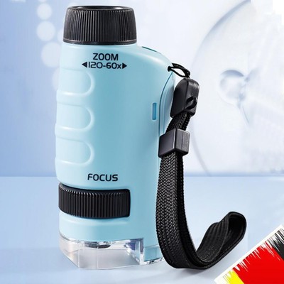 3Pcs Handheld Microscope Light 60-120x with Specimen Slides Kids Science Toy