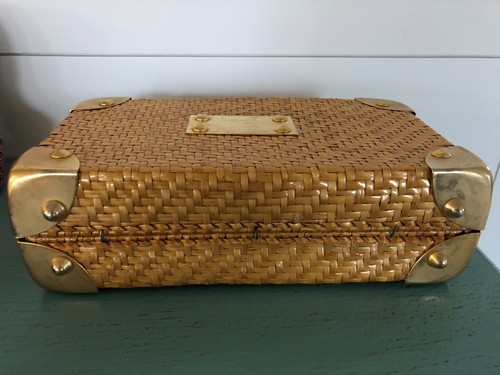 Vintage MCM Natural Woven Purse Handbag Jordan Marsh Italy Gold Hardware Italian - Picture 3 of 7