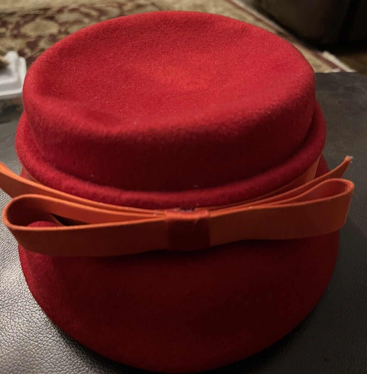 Henry Pollak New York Sz 7  Womens 100% Wool Hat  Red Vintage