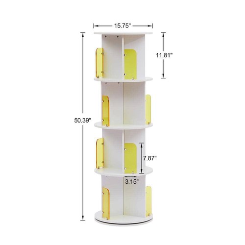 VECELO Unique Revolving Storage Rack for Spinning Small Bookcase for Kids 4-Tier - Picture 10 of 12