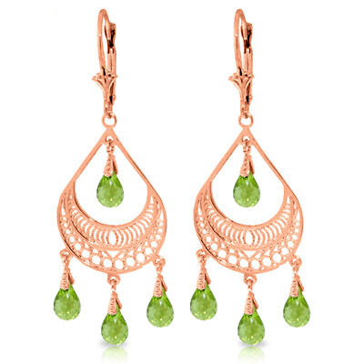 14K. GOLD KRONLEUCHTER OHRRING MIT NATÜRLICHEN PERIDOTEN