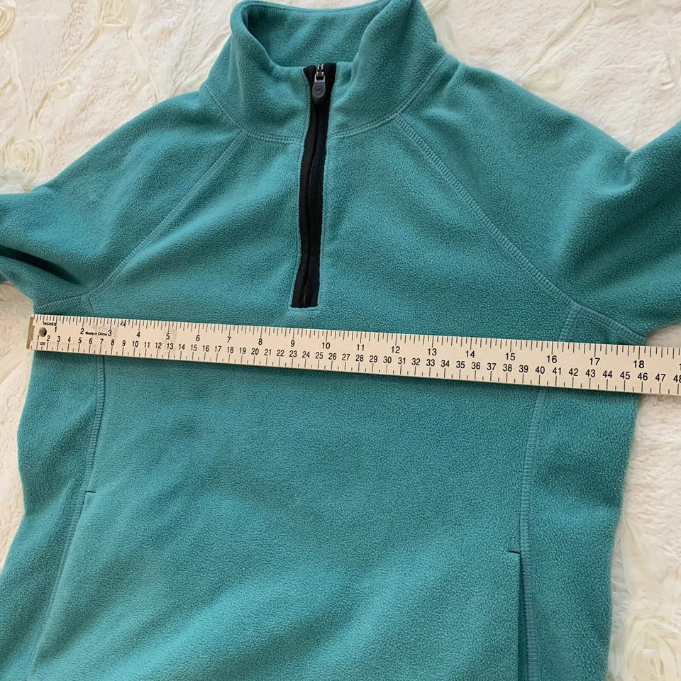 Life Is Good Womens XS Teal Green Fleece L/S 1/4 Zip Mock Neck Pullover Sweater - Image 3 of 4