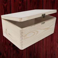 Wooden Storage Box with Lid and Gold Clasp / 30x20x13cm / Decorative Chest