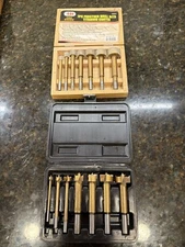 2x 7pc Forstner Bit Titanium Nitride Coated w/Wooden Storage Box