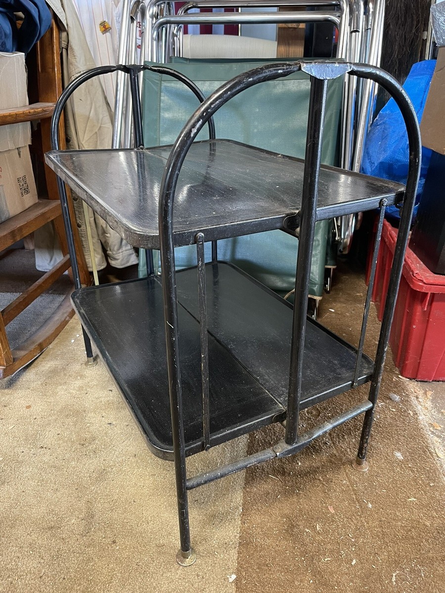 Vintage MCM Fold 'N Roll Versa-Table 2 Tier Folding Shelf USA MADE