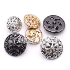 6PCS ROUND METAL SHANK BUTTONS HOLLOW 18MM-25MM SEWING CRAFT CLOTHING TAILOR DIY