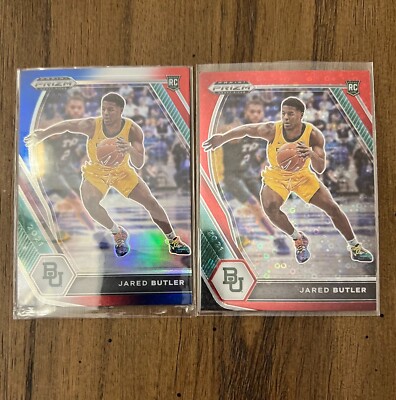 Jared Butler 2021 Prizm DP 2 Card Lot Red Blue Disco Refractors Parallel Rookie 