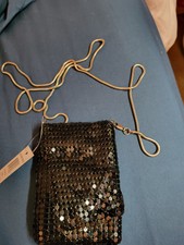Torba wieczorowa Torebka Czarna Brokat Błyszczący Crossbody Pasek na ramię NOWA