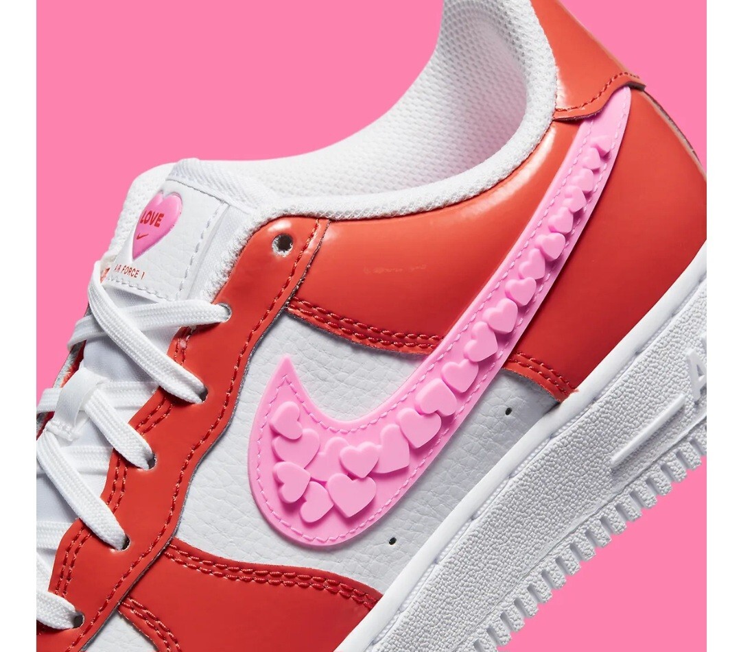 Nike Air Force 1 Valentine's Day (White and Pink hearts) Big Kids
