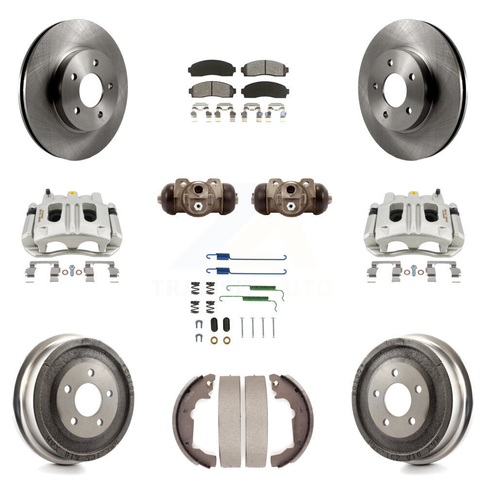 Front Rear Brake Caliper Rotors Drum Semi-Metallic Pad Shoe Cylinder Kit for Vue
