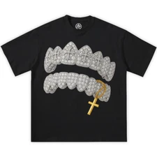 Chrome Cross Grills Shirt, Vintage Jewelry, Hip Hop Graphic T-Shirt,  Rapper