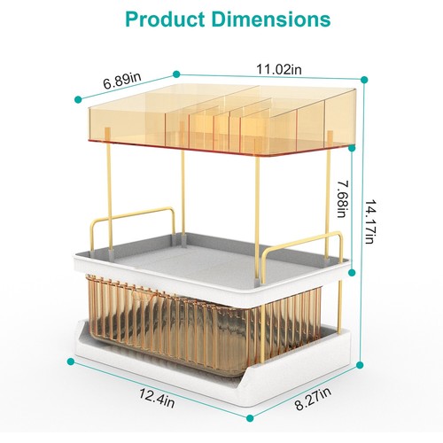 Luxury 3-Tier Bathroom Makeup Organizer w/ Drawer Countertop Skincare Organizer - Picture 3 of 22