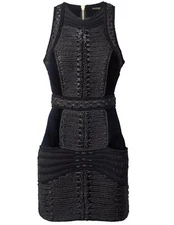 NWOT Balmain X H&M Black Cocktail Dress Rope & Velvet Size 6 + Garment Bag