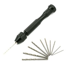 Manual Sharp HSS Micro Craft Mini Drill Pin Vise Hand Drill with 10 Drill Bits