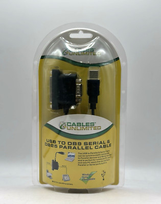 Cables Unlimited USB to DB9 Serial & DB25 Parallel Cable (USB-1480-06)-New
