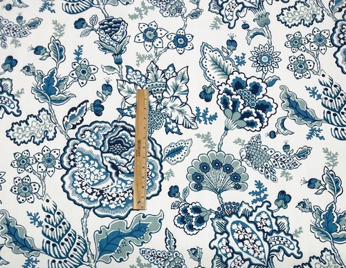 DURALEE FLOREBELA SAPPHIRE BLUE LARGE FLORAL LEAF MULTIUSE FABRIC BY YARD 54"W - Picture 4 of 6