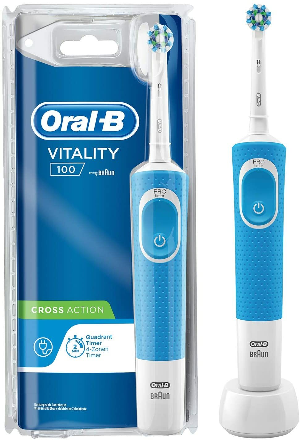 Oral-B Vitality 100 CrossAction bleu brosse à dents électrique rechargeable pour adulte