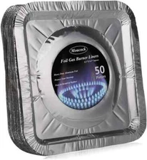 MOACOCK 50 Pack Aluminum Foil Square Stove Burner Covers Disposable Heavy