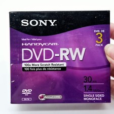 3 Sony Handycam Blank DVD-RW Camcorder 30 Minute 1.4 GB Disc Single Side