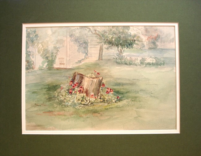 Vintage Watercolor, 20th C (Garden Scene)