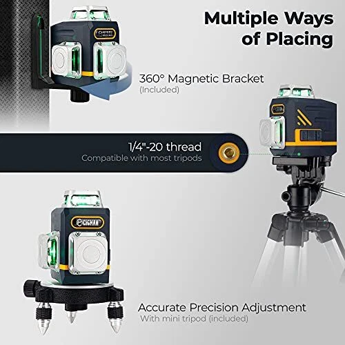 Laser Level Self Leveling 3x360° 3D Green Cross Line for Construction and Auto