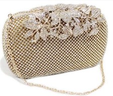 Unique Clasp Bling Diamante Crystal Diamond Evening bag Clutch Purse Party Prom